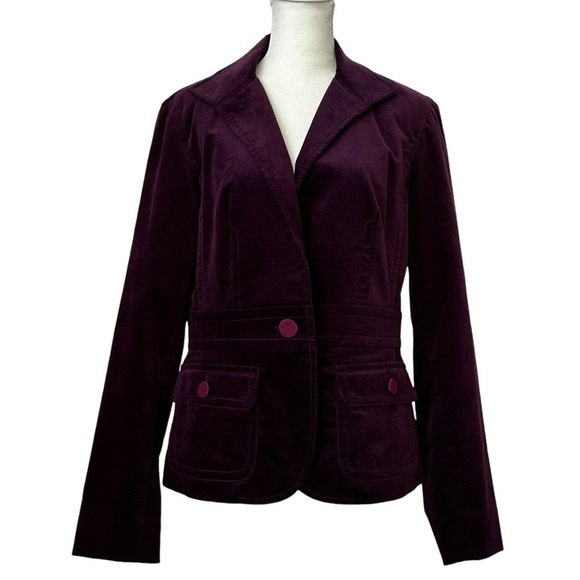 TALBOTS Purple Velvet One Button Blazer Size 8 - Picture 1 of 9